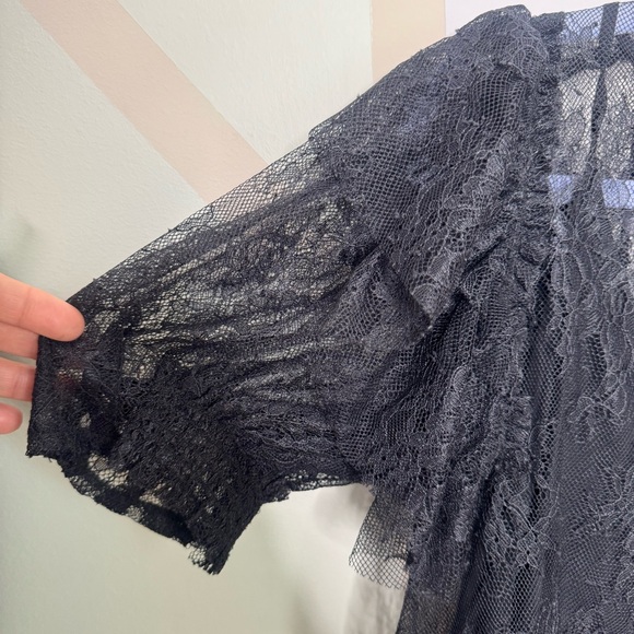 Free People Black Lace Puff Sleeve Blouse - Picture 7 of 8